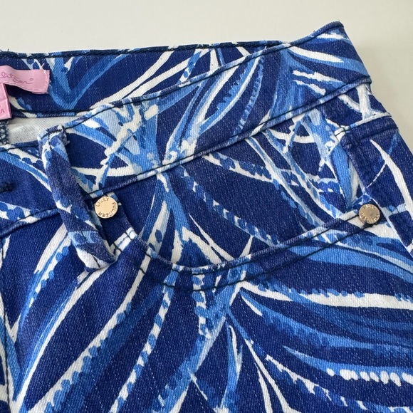 Lilly Pulitzer South Ocean Blue and White Ankle Cropped Jeans - Picture 9 of 15